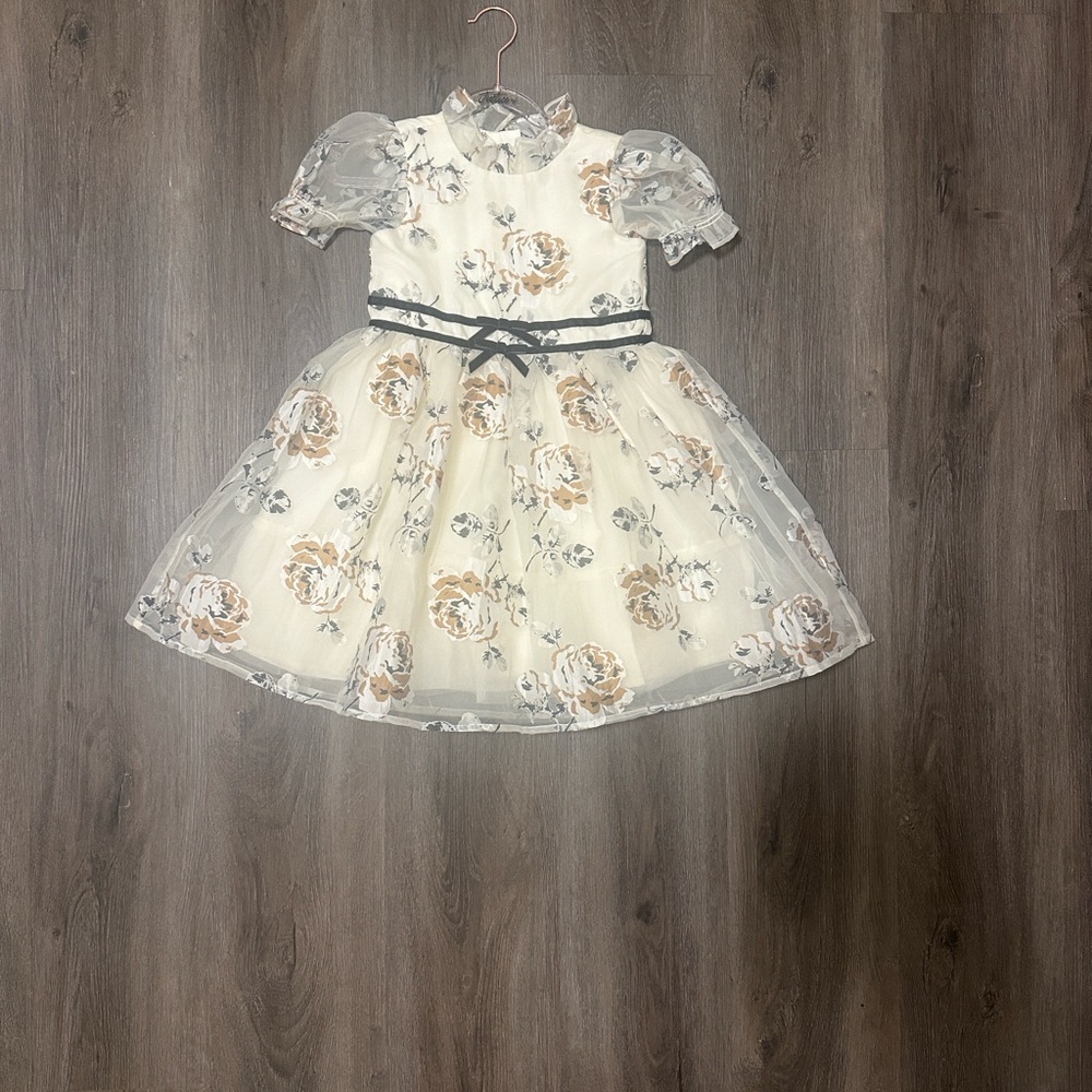 Janie and Jack Floral Cream Kids Dress size 4
